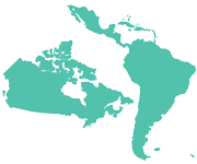 Geogrphic outline of South America, Central America, and Canada