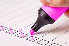 Items marked off checklist with highlighter